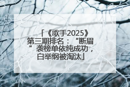 《歌手2025》第三期排名：“断眉”袭榜单依纯成功，白举纲被淘汰