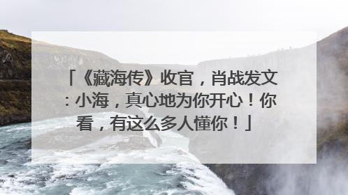 《藏海传》收官，肖战发文：小海，真心地为你开心！你看，有这么多人懂你！