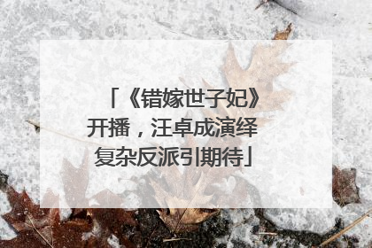 《错嫁世子妃》开播，汪卓成演绎复杂反派引期待
