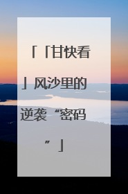 「甘快看」风沙里的逆袭“密码”