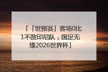 「世预赛」客场0比1不敌印尼队，国足无缘2026世界杯
