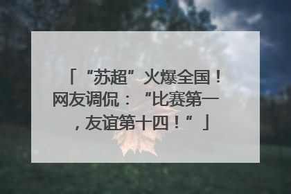 “苏超”火爆全国！网友调侃：“比赛第一，友谊第十四！”