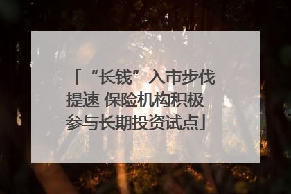 “长钱”入市步伐提速 保险机构积极参与长期投资试点