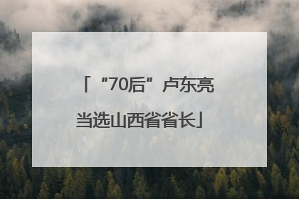 “70后”卢东亮当选山西省省长