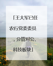 王大军已任农行党委委员，分管对公、科技板块