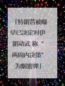 特朗普被曝早已决定对伊朗动武 称“两周内决策”为烟雾弹