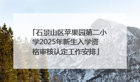 石景山区苹果园第二小学2025年新生入学资格审核认定工作安排
