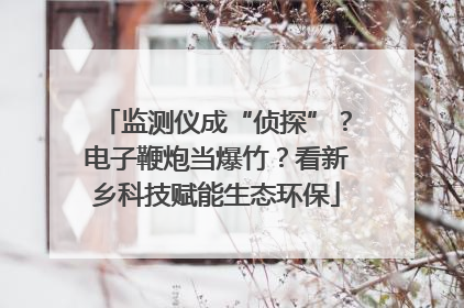 监测仪成“侦探”？电子鞭炮当爆竹？看新乡科技赋能生态环保