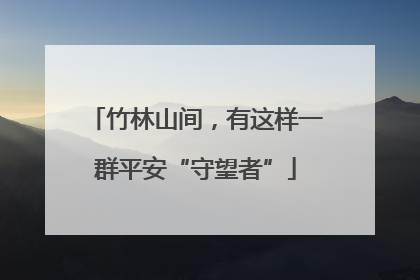 竹林山间，有这样一群平安“守望者”
