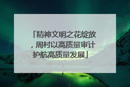 精神文明之花绽放，周村以高质量审计护航高质量发展