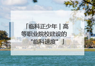 临科正少年｜高等职业院校建设的“临科速度”