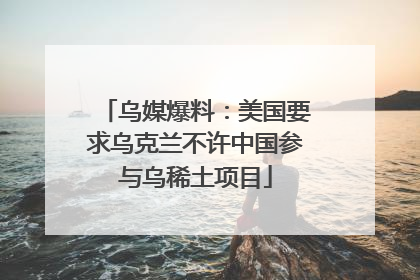 乌媒爆料：美国要求乌克兰不许中国参与乌稀土项目