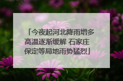 今夜起河北降雨增多高温逐渐缓解 石家庄保定等局地雨势猛烈