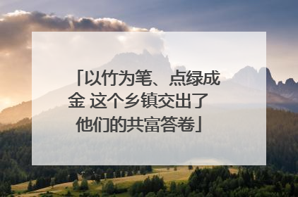 以竹为笔、点绿成金 这个乡镇交出了他们的共富答卷
