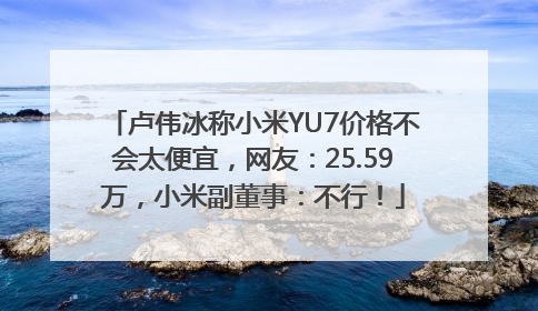 卢伟冰称小米YU7价格不会太便宜，网友：25.59万，小米副董事：不行！