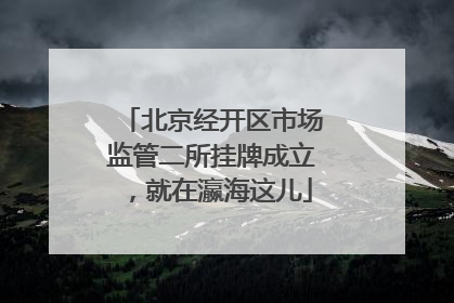 北京经开区市场监管二所挂牌成立，就在瀛海这儿