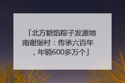 北方糖馅粽子发源地南谢堡村：传承六百年，年销600多万个