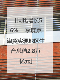 同比增长5.6% 一季度京津冀实现地区生产总值2.8万亿元