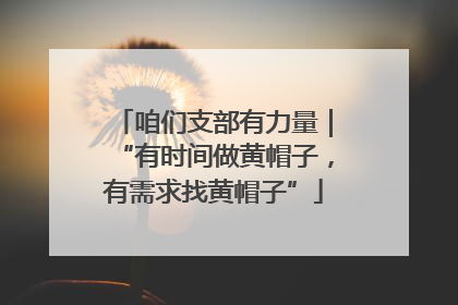 咱们支部有力量｜“有时间做黄帽子，有需求找黄帽子”
