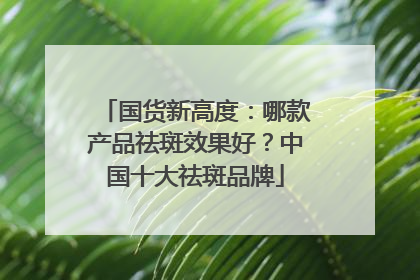 国货新高度：哪款产品祛斑效果好？中国十大祛斑品牌