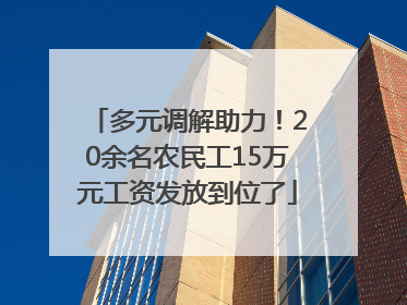 多元调解助力！20余名农民工15万元工资发放到位了