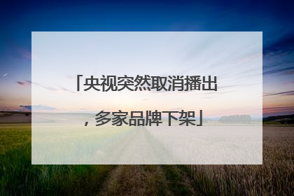 央视突然取消播出，多家品牌下架