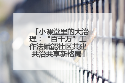 小课堂里的大治理：“百千万”工作法赋能社区共建共治共享新格局