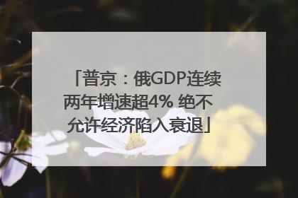 普京：俄GDP连续两年增速超4% 绝不允许经济陷入衰退