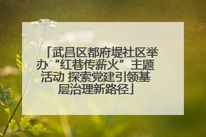 武昌区都府堤社区举办“红巷传薪火”主题活动 探索党建引领基层治理新路径
