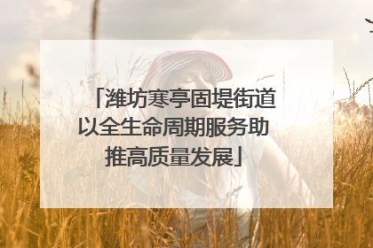 潍坊寒亭固堤街道以全生命周期服务助推高质量发展