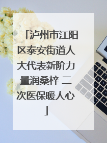 泸州市江阳区泰安街道人大代表新阶力量润桑梓 二次医保暖人心