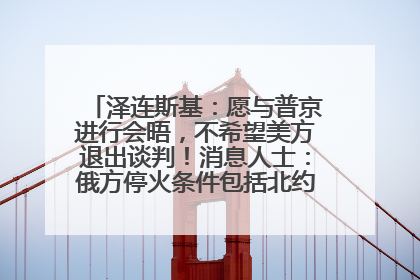 泽连斯基：愿与普京进行会晤，不希望美方退出谈判！消息人士：俄方停火条件包括北约“书面”保证不东扩
