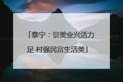 泰宁：景美业兴活力足 村强民富生活美