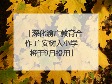 深化渝广教育合作 广安树人小学将于9月投用
