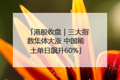港股收盘｜三大指数集体大涨 中国稀土单日飙升60%