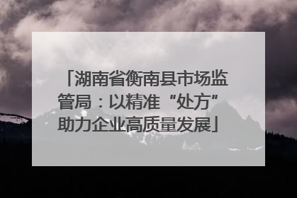 湖南省衡南县市场监管局：以精准“处方”助力企业高质量发展