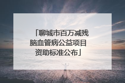 聊城市百万减残脑血管病公益项目资助标准公布
