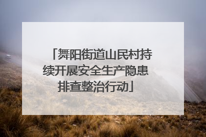 舞阳街道山民村持续开展安全生产隐患排查整治行动