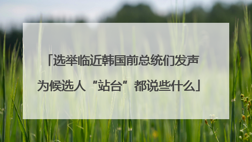 选举临近韩国前总统们发声 为候选人“站台”都说些什么