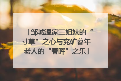 邹城温家三姐妹的“寸草”之心与兖矿暮年老人的“春晖”之乐