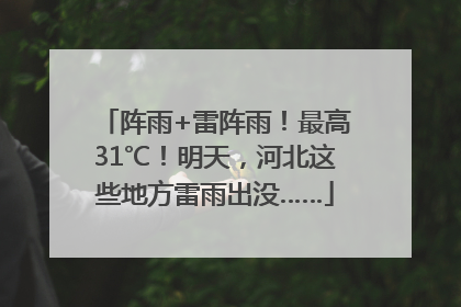 阵雨+雷阵雨！最高31℃！明天，河北这些地方雷雨出没……