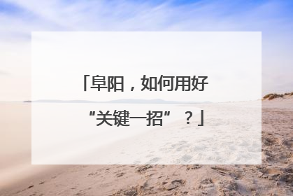 阜阳，如何用好“关键一招”？