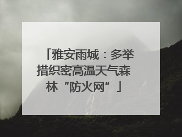 雅安雨城：多举措织密高温天气森林“防火网”