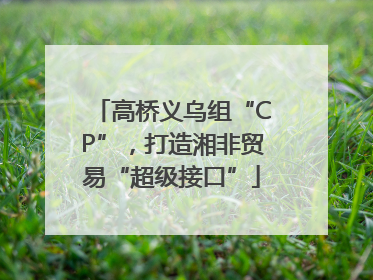 高桥义乌组“CP”，打造湘非贸易“超级接口”